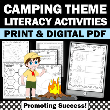 Preview of Back to School Camping Theme 2nd to 3rd Grade Summer Learning Packet ELA Writing