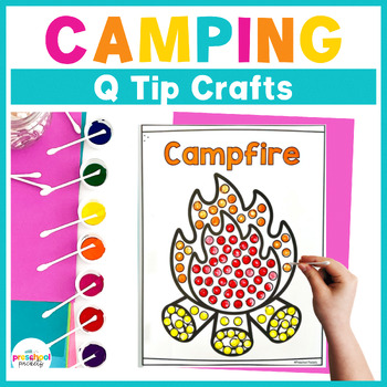 Preview of Camping Q Tip Painting Fine Motor Summer Crafts