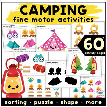 Preview of Camping End of the Year Activities for Preschool and Toddler Summer Fine Motor
