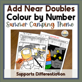 Camping Theme Adding Near Doubles Color-by-Number Coloring