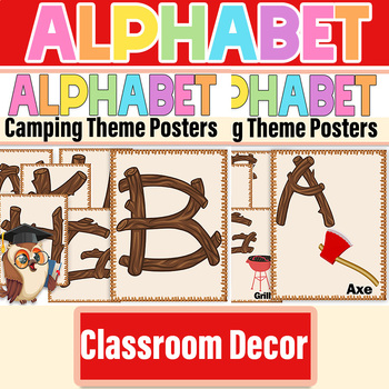 Preview of Camping Theme Alphabet Posters|Camping Theme Classroom Decor |Camping Letter
