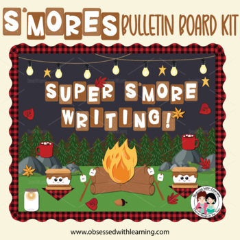 Preview of Camping Theme Bulletin Board Kit | Smores Bulletin Board Kit | Writing Paper