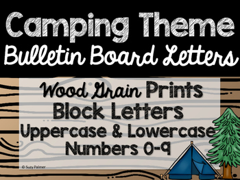 Preview of Camping Theme Classroom Decor: Bulletin Board Block Letters