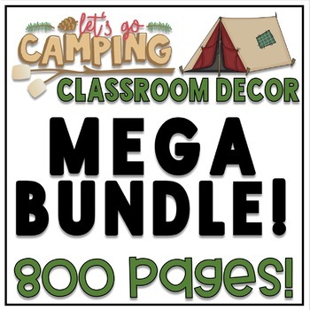 Preview of Classroom Themes Camping Decor Bundle with Schedule Cards, Labels, Rules & More!