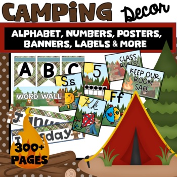 Preview of Camping Theme Classroom Decor Decorations Camp Out Bulletiin Board
