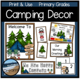 Camping Theme Classroom Decor and Calendar Set  EDITABLE