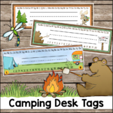 Camping Theme Name Tags Editable Desk Tags with Alphabet &