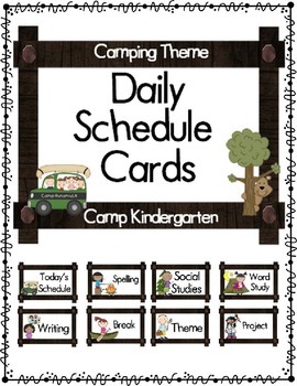 Preview of Camping Theme Daily Schedule Cards