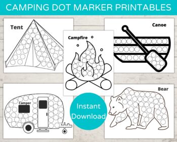 Preview of Camping Theme Dot Marker Printables/ Camp Do a Dot Art Printables