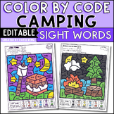Camping Theme Editable Color by Code Sight Word Practice M