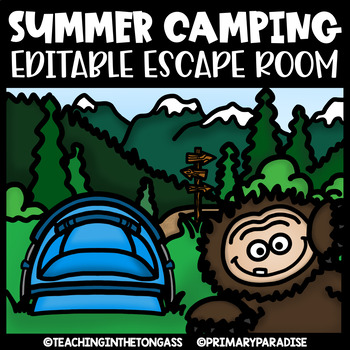 Preview of Camping Theme Escape Room Math ELA Printable Activities