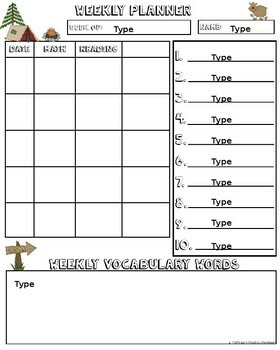 Homework Planner Editable