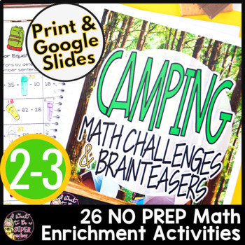 Preview of Camping Theme | Math Challenge | Brain Teasers | Enrichment Gifted and Talented
