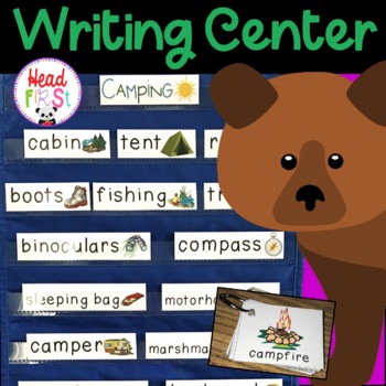Preview of Forest Camping Vocabulary Words and Picture Cards for Writing Center ESL