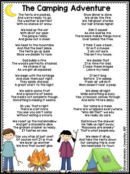 Camping Themed Poem for Fluency Practice by Comprehension Connection