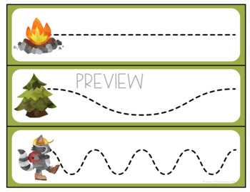 camping theme pre writing practice for preschool by every little adventure