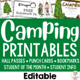 Camping Theme Printables: Hall Pass, Punch Cards, Awards, 