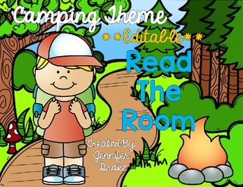 Preview of Camping Theme Read the Room EDITABLE