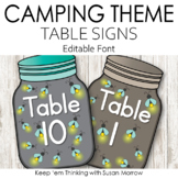 Camping Theme Table Signs: Camping Theme Classroom Decor