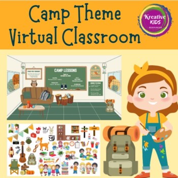 Preview of Camping Theme Virtual Classroom Editable Interactive