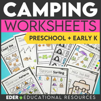 Preview of Camping Theme Worksheets for Preschool | Camping Worksheets PreK Kindergarten