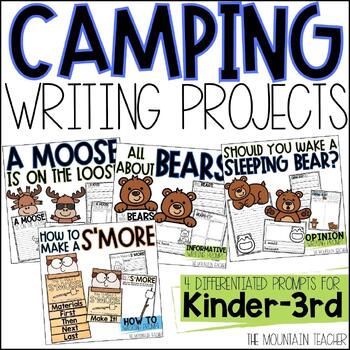 Preview of Camping Theme Writing Prompts, Camping Activities, Crafts & Graphic Organizers