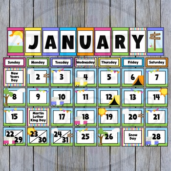 Camping Themed Printable Classroom Calendar Set by Terbet Lane | TPT