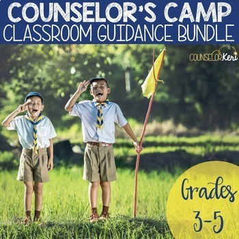 Preview of Camping Themed Elementary School Counseling Classroom Guidance Lessons Bundle