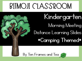 Preview of Camping Themed Kindergarten Distance Learning Morning Meeting Google Slides