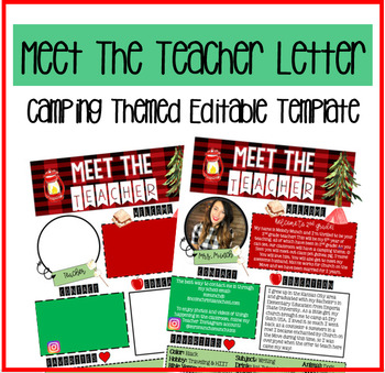 Preview of Camping Themed Meet the Teacher Letter | Editable Template
