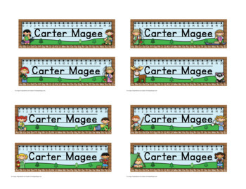 camping themed editable name plates desk plates name tags by mrs magee