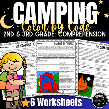 Preview of  Camping-Themed Reading Passages for 2nd & 3rd Grade, Summer, End of Year