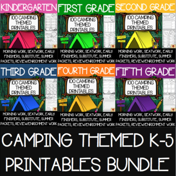 Preview of Camping Themed Worksheets Bundle  {600 Standards Aligned Printables}