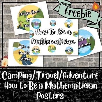 Preview of Camping/Travel/Adventure How to Be a Mathematician | Classroom Decor | Freebie