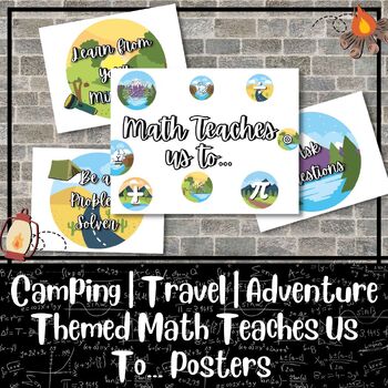 Preview of Camping/Travel/Adventure "Math Teaches Us To..." Posters | Decor | Life Skills