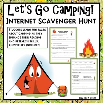 Preview of Camping Trivia Internet Scavenger Hunt Webquest Reading Research Worksheets
