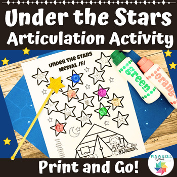 Preview of Camping Under the Stars Printable Articulation Summer No Prep Speech Therapy