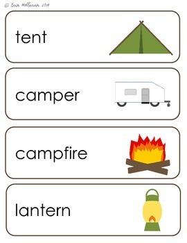 Camping Vocabulary Cards and Spelling Practice - Preschool Language