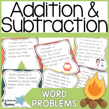 Preview of Camping Themed Addition and Subtraction Word Problems