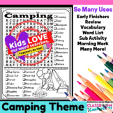 Camping Word Search Activity Puzzle : Early Finishers : Mo