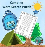 Camping Word Search Puzzle Printable and Digital Easel Activity