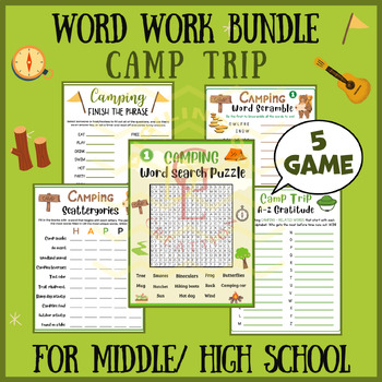 Preview of Camping Word work BUNDLE writing crafts morning work middle high school 9th 10th