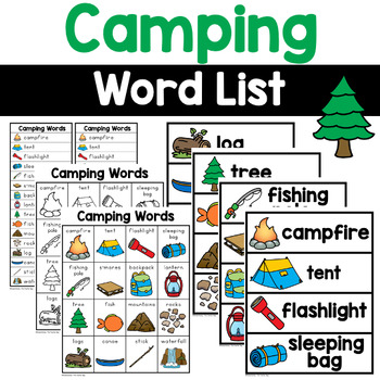 Preview of Camping Words - Writing Center Word Lists