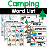 Camping Words - Writing Center Word Lists