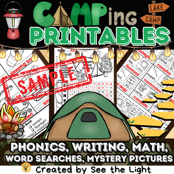 Preview of Camping Worksheets for First Grade Field Trip or Unit for morning work, stations