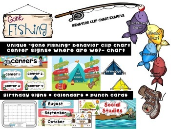 A Camping Theme and Fishing Classroom Decor HUGE MEGA BUNDLE! -Editable