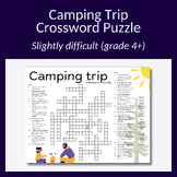 Camping crossword puzzle. Great vocabulary activity or par