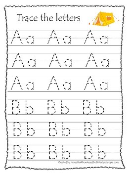 Camping Tracing Worksheets, Letter & Number Tracing