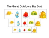 Camping themed Size Sorting educational game for preschool