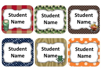 Preview of CampingThemed Student Name Cards {Editable}